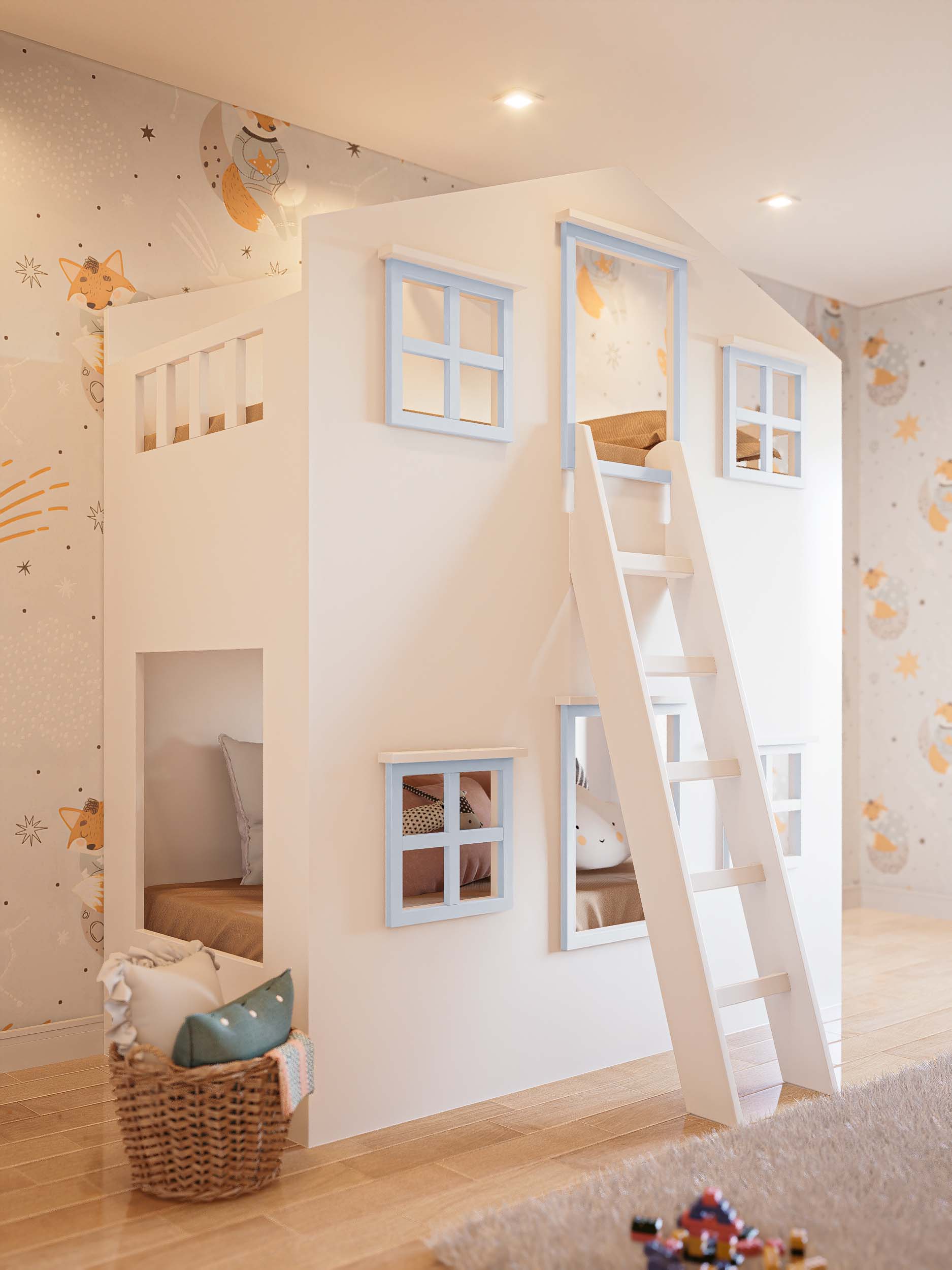 CAMA MONTESSORI DOBLE CELESTE