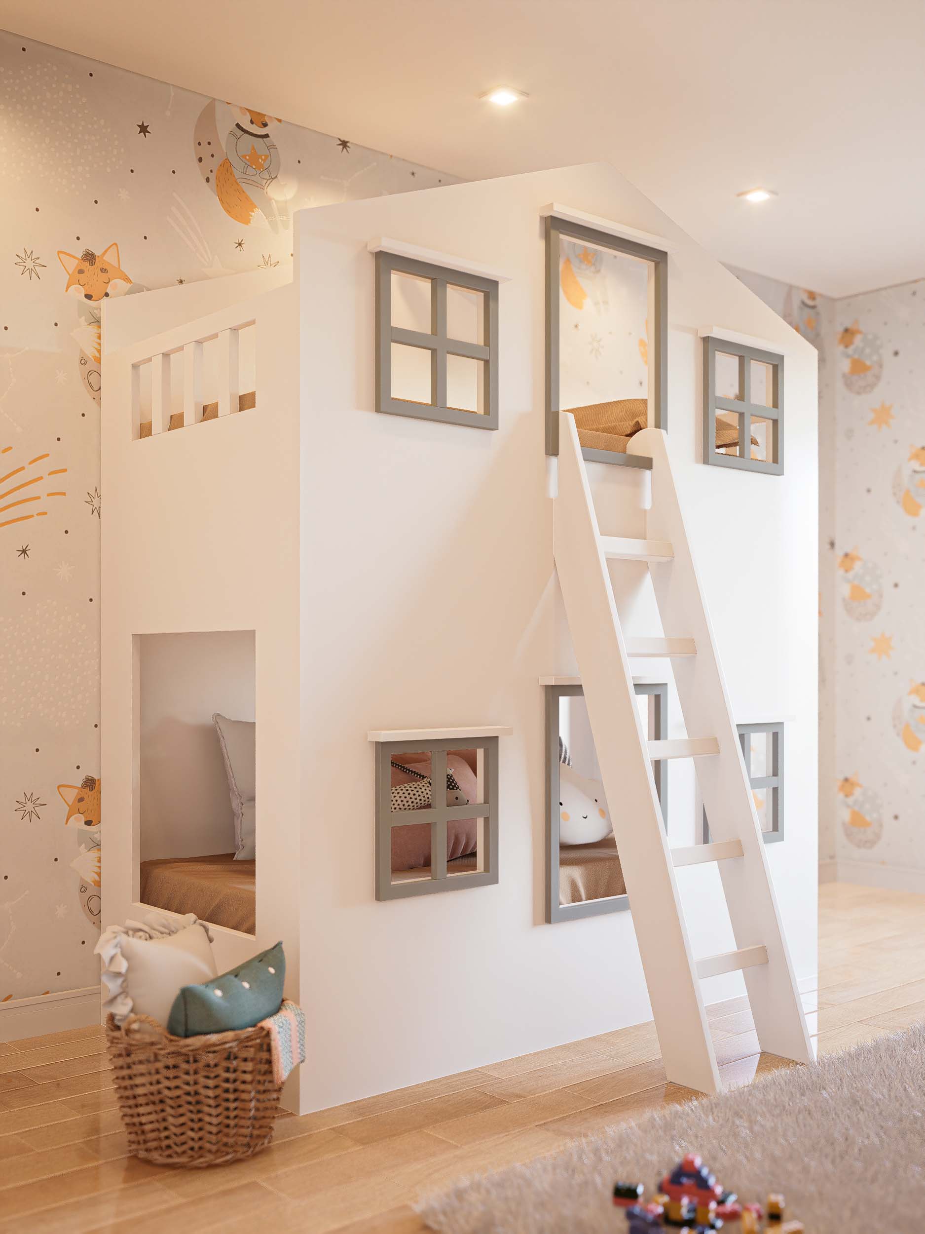 CAMA MONTESSORI DOBLE GRIS