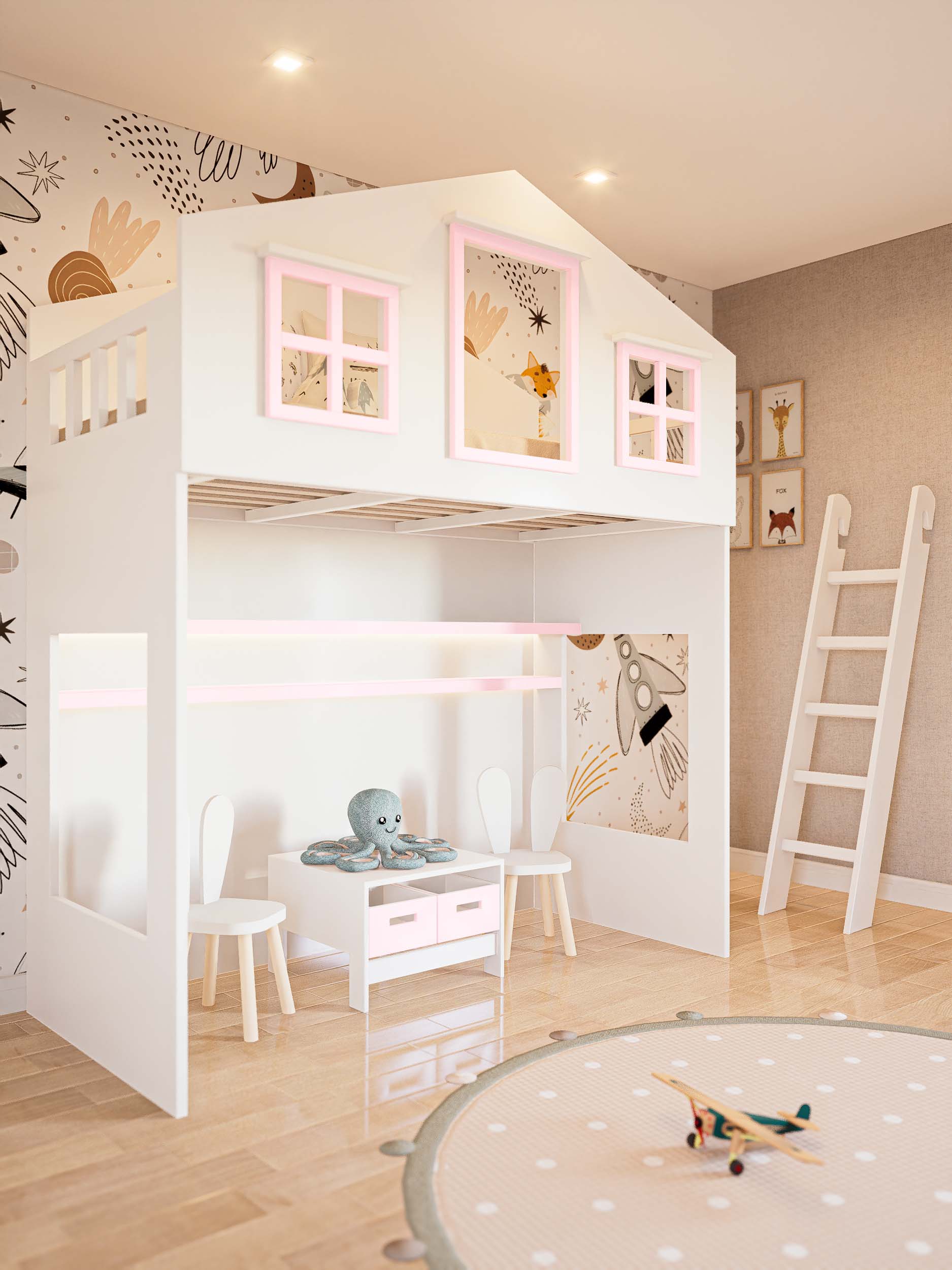 CAMA MONTESSORI PLAYROOM ROSA2